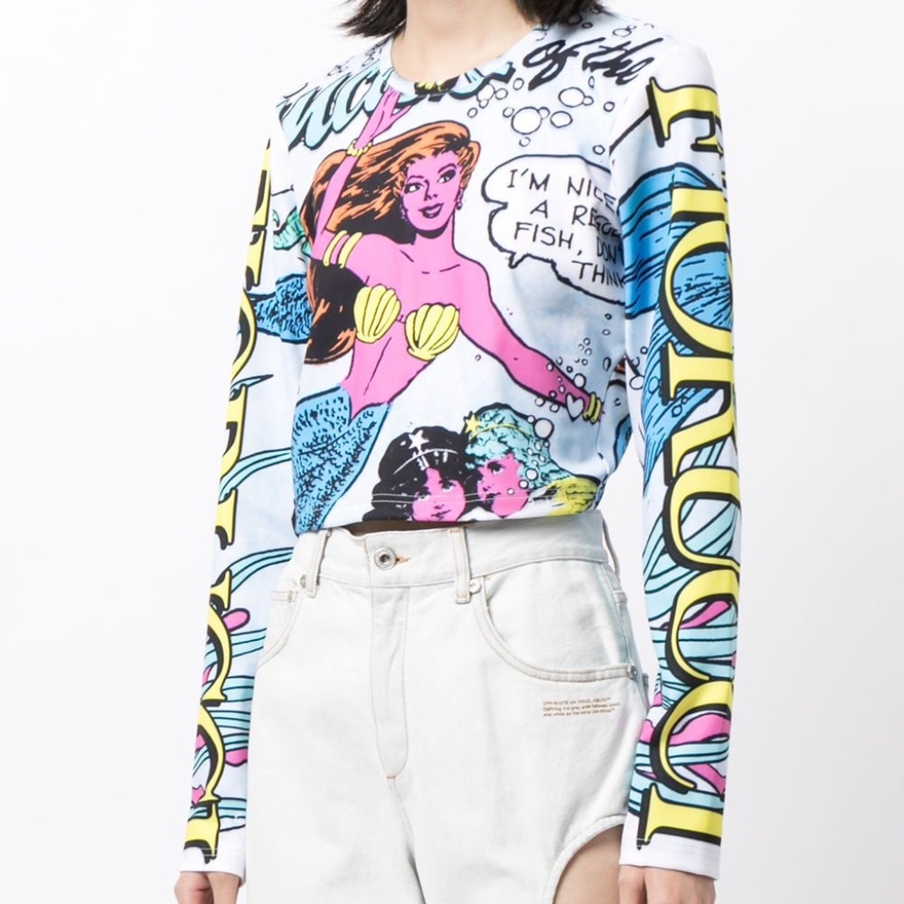 EUC Fiorucci Princess of the Sea Long-sleeve Crop Top, size XS
